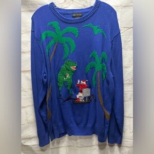 Alex Stevens trex santa on toilet ugly Christmas sweater men’s XL